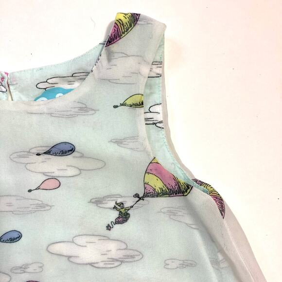 Dr Seuss Oh The Places Youll Go Hot Air Balloon Clouds Layered Sheer Tunic Dress - Picture 4 of 10
